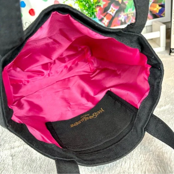 YSL YVES SAINT LAURENT black canvas beauty tote shoulder bag NEW - Picture 5 of 10